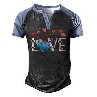Turtle Lover Funny Hearts Love Turtle Valentines Day Cute Men's Henley Shirt Raglan Sleeve 3D Print T-shirt - Thegiftio UK