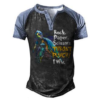 Turtle Rock Paper Scissors Throat Punch I Win Men's Henley Shirt Raglan Sleeve 3D Print T-shirt - Thegiftio UK