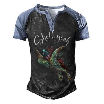 Turtle Tortoise Shell Yeah Men's Henley Shirt Raglan Sleeve 3D Print T-shirt - Thegiftio UK
