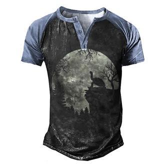 Turtle With Moon Men's Henley Shirt Raglan Sleeve 3D Print T-shirt - Thegiftio UK