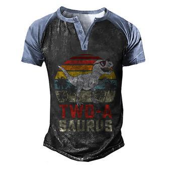 Two A Saurus Birthday T Rex Dino 2Nd Dinosaur Matching Men's Henley Shirt Raglan Sleeve 3D Print T-shirt - Thegiftio UK