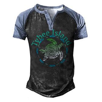 Tybee Island Design Vintage Tribal Turtle Gift Men's Henley Shirt Raglan Sleeve 3D Print T-shirt - Thegiftio UK