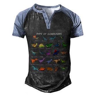 Types Of Dinosaur Dino Identification Outfit Gift Graphic Design Printed Casual Daily Basic Men's Henley Shirt Raglan Sleeve 3D Print T-shirt - Thegiftio UK