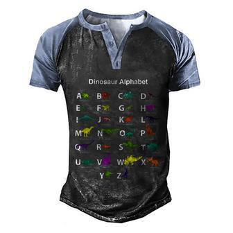 Types Of Dinosaurs Alphabet Abc Dino Identification Funny Meaningful Gift Men's Henley Shirt Raglan Sleeve 3D Print T-shirt - Thegiftio UK
