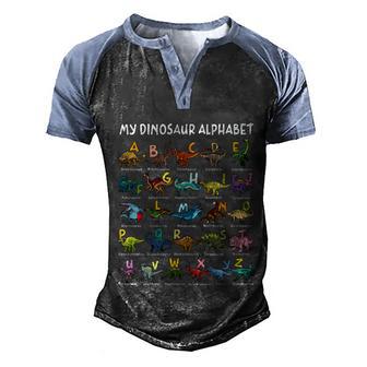 Types Of Dinosaurs Alphabet Afunny Giftz Abc Dino Identification Fun Gift Men's Henley Shirt Raglan Sleeve 3D Print T-shirt - Thegiftio UK