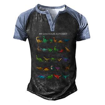 Types Of Dinosaurs Alphabet Afunny Giftz Abc Dinosaurs Identification Gift Men's Henley Shirt Raglan Sleeve 3D Print T-shirt - Thegiftio UK
