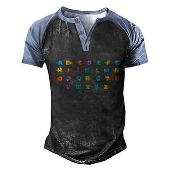 Types Of Dinosaurs Alphabet Ameaningful Giftz Abc Dino Identification Gift Men's Henley Shirt Raglan Sleeve 3D Print T-shirt - Thegiftio UK