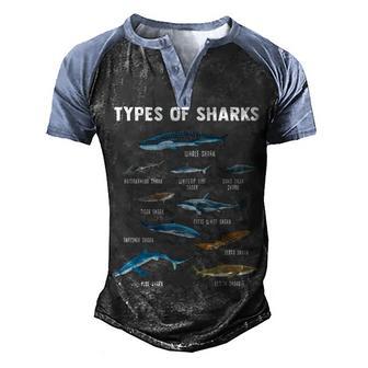 Types Of Sharks Shark Men's Henley Shirt Raglan Sleeve 3D Print T-shirt - Thegiftio UK