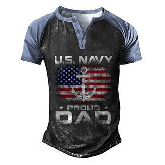 U S Navy Proud Dad With American Flag Gift Veteran Day Gift Graphic Design Printed Casual Daily Basic Men's Henley Shirt Raglan Sleeve 3D Print T-shirt - Thegiftio UK