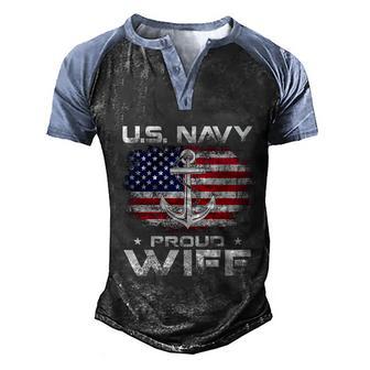 U S Navy Proud Wife With American Flag Gift Veteran Day Great Gift Graphic Design Printed Casual Daily Basic Men's Henley Shirt Raglan Sleeve 3D Print T-shirt - Thegiftio UK