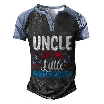 Uncle Of The Little Firecracker 4Th Of July American Flag Cool Gift Men's Henley Shirt Raglan Sleeve 3D Print T-shirt - Thegiftio UK