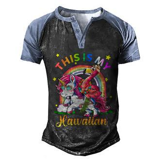 Unicorn Summer Beach Vacation This Is My Hawaiian Gift Men's Henley Shirt Raglan Sleeve 3D Print T-shirt - Monsterry AU