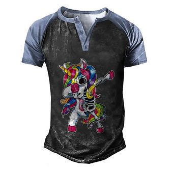 Unicorns Skeleton Halloween Costume 2021 Dab Dabbing Unicorn Graphic Design Printed Casual Daily Basic Men's Henley Shirt Raglan Sleeve 3D Print T-shirt - Thegiftio UK