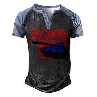 United States Us Tank Graphic Design Printed Casual Daily Basic V2 Men's Henley Shirt Raglan Sleeve 3D Print T-shirt - Thegiftio UK