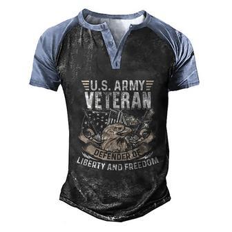 Us Army Veteran Defender Of Liberty 4Th Of July Day Graphic Design Printed Casual Daily Basic Men's Henley Shirt Raglan Sleeve 3D Print T-shirt - Thegiftio UK