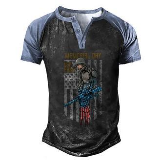 Us Army Veteran With Gun American Flag Us Pride Memorial Day Gift Graphic Design Printed Casual Daily Basic V2 Men's Henley Shirt Raglan Sleeve 3D Print T-shirt - Thegiftio UK