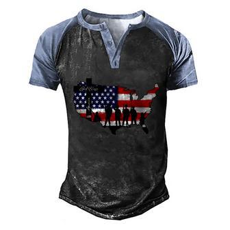 Us Flag God Bless America Veteran July 4Th Memorial Patriots Gift Graphic Design Printed Casual Daily Basic Men's Henley Shirt Raglan Sleeve 3D Print T-shirt - Thegiftio UK