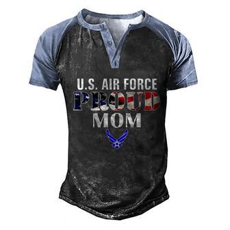 Us Proud Air Force Mom With American Flag Gift For Veteran Cool Gift Graphic Design Printed Casual Daily Basic Men's Henley Shirt Raglan Sleeve 3D Print T-shirt - Thegiftio UK