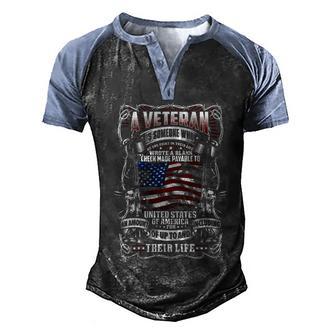 Us Veteran Is Someone Who Wrote A Blank Graphic Design Printed Casual Daily Basic Men's Henley Shirt Raglan Sleeve 3D Print T-shirt - Thegiftio UK