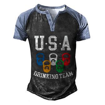 Usa Drinking Team Shirt | Beer Party Graphic Design Printed Casual Daily Basic Men's Henley Shirt Raglan Sleeve 3D Print T-shirt - Thegiftio UK