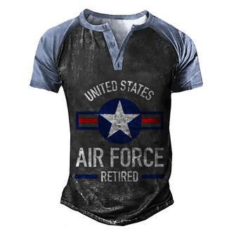Usaf Retired Air Force Military Retirement Gift Hoodie Men's Henley Shirt Raglan Sleeve 3D Print T-shirt - Monsterry UK