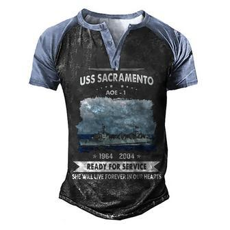 Uss Sacramento Aoe V2 Men's Henley Shirt Raglan Sleeve 3D Print T-shirt - Monsterry DE