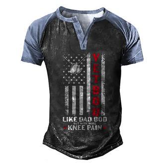 Vet Bod Like Dad Bod U S Flag Dog Tag Veteran Gift Graphic Design Printed Casual Daily Basic Men's Henley Shirt Raglan Sleeve 3D Print T-shirt - Thegiftio UK