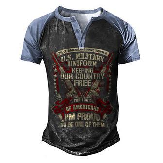 Veteran 7 Of American Gift T- Men's Henley Shirt Raglan Sleeve 3D Print T-shirt - Thegiftio UK