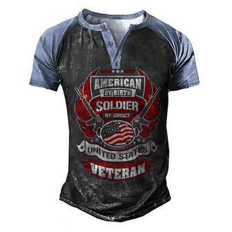 Veteran American By Birth V2 Men's Henley Shirt Raglan Sleeve 3D Print T-shirt - Thegiftio UK