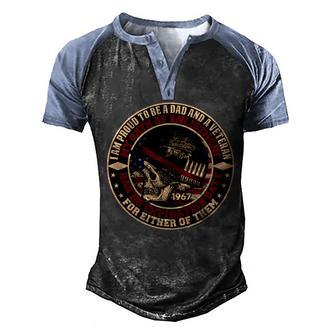 Veteran Dad Graphic Design Printed Casual Daily Basic Men's Henley Shirt Raglan Sleeve 3D Print T-shirt - Thegiftio UK
