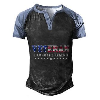 Veteran Dad Myth Legend Military Veteran Day American Flag Graphic Design Printed Casual Daily Basic Men's Henley Shirt Raglan Sleeve 3D Print T-shirt - Thegiftio UK