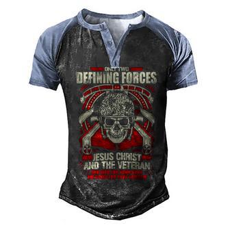 Veteran Defining Forces Gift T Men's Henley Shirt Raglan Sleeve 3D Print T-shirt - Thegiftio UK
