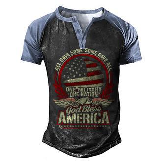 Veteran God Bless America V2 Men's Henley Shirt Raglan Sleeve 3D Print T-shirt - Thegiftio UK