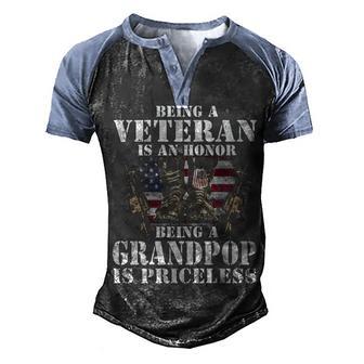 Veteran Grandpop Is Priceless Men's Henley Shirt Raglan Sleeve 3D Print T-shirt - Thegiftio UK
