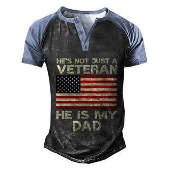 Veteran He Is My Dad American Flag Veterans Day Gift Graphic Design Printed Casual Daily Basic Men's Henley Shirt Raglan Sleeve 3D Print T-shirt - Thegiftio UK