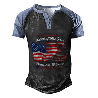 Veteran Land Of The Free Graphic Design Printed Casual Daily Basic Men's Henley Shirt Raglan Sleeve 3D Print T-shirt - Thegiftio UK