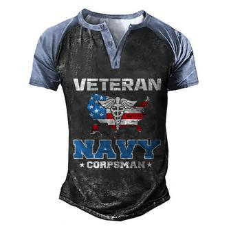 Veteran Navy Corpsman Usa Flag Us Army Veteran Day Graphic Design Printed Casual Daily Basic Men's Henley Shirt Raglan Sleeve 3D Print T-shirt - Thegiftio UK