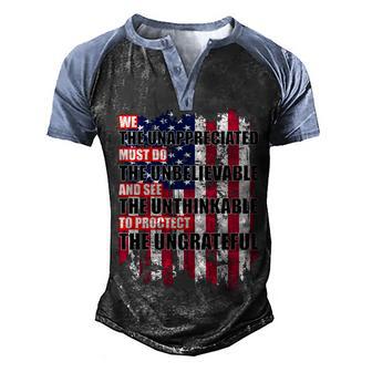 Veterans Must Do The Unthinkable Graphic Design Printed Casual Daily Basic Men's Henley Shirt Raglan Sleeve 3D Print T-shirt - Thegiftio UK