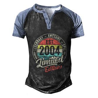 Vintage 18 Year Old Est 2004 Limited Edition 18Th Birthday Men's Henley Shirt Raglan Sleeve 3D Print T-shirt - Thegiftio UK