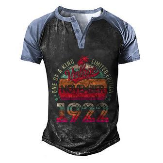 Vintage 1922 November Birthday 100 Years Old Graphic Design Printed Casual Daily Basic Men's Henley Shirt Raglan Sleeve 3D Print T-shirt - Thegiftio UK