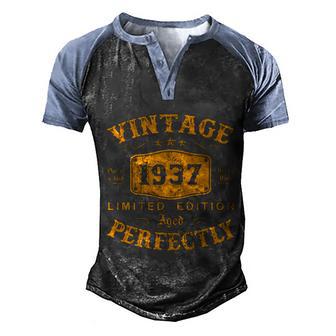 Vintage 1937 85 Birthday Gifts 85Th Birthday Gifts Graphic Design Printed Casual Daily Basic Men's Henley Shirt Raglan Sleeve 3D Print T-shirt - Thegiftio UK