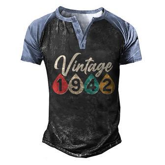 Vintage 1942 80Th Birthday Retro Teardrop Design Graphic Design Printed Casual Daily Basic Men's Henley Shirt Raglan Sleeve 3D Print T-shirt - Thegiftio UK