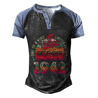 Vintage 1942 December Birthday 80 Years Old Graphic Design Printed Casual Daily Basic Men's Henley Shirt Raglan Sleeve 3D Print T-shirt - Thegiftio UK