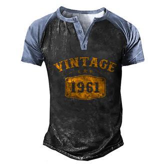 Vintage 1961 Birthday Gifts Graphic Design Printed Casual Daily Basic Men's Henley Shirt Raglan Sleeve 3D Print T-shirt - Thegiftio UK