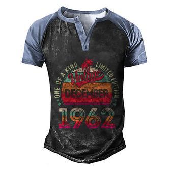 Vintage 1962 December Birthday 60 Years Old Graphic Design Printed Casual Daily Basic Men's Henley Shirt Raglan Sleeve 3D Print T-shirt - Thegiftio UK