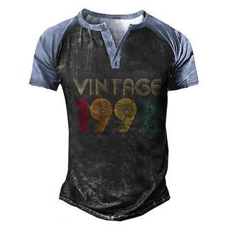 Vintage 1992 30Th Birthday Gift Retro Gift 30 Years Old Gift Men's Henley Shirt Raglan Sleeve 3D Print T-shirt - Thegiftio UK