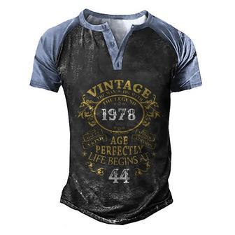 Vintage 44 The Man Myth Legend Graphic Design Printed Casual Daily Basic Men's Henley Shirt Raglan Sleeve 3D Print T-shirt - Thegiftio UK