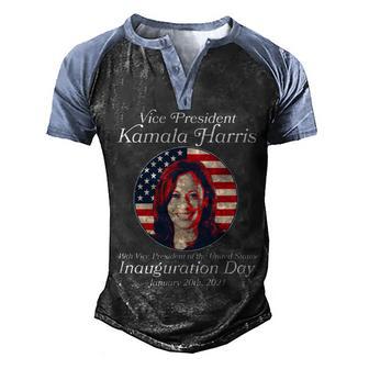 Vintage 49Th Vice President Kamala Harris Inauguration Day Graphic Design Printed Casual Daily Basic Men's Henley Shirt Raglan Sleeve 3D Print T-shirt - Thegiftio UK