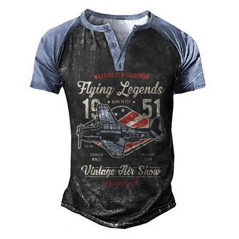 Vintage Air Show Aircraft Show Graphic Design Printed Casual Daily Basic Men's Henley Shirt Raglan Sleeve 3D Print T-shirt - Thegiftio UK