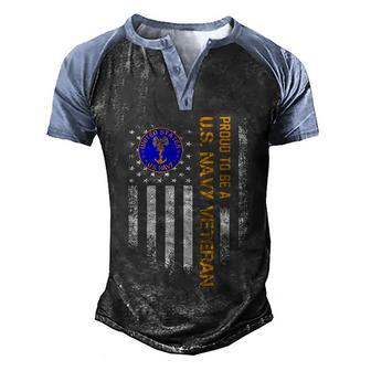 Vintage American Flag Proud To Be A Us Navy Military Veteran Cute Gift Men's Henley Shirt Raglan Sleeve 3D Print T-shirt - Thegiftio UK